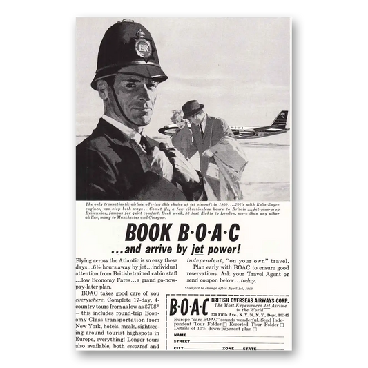 1959 British Airways BOAC Rolls Royce of the 707s Vintage Magazine Print Ad