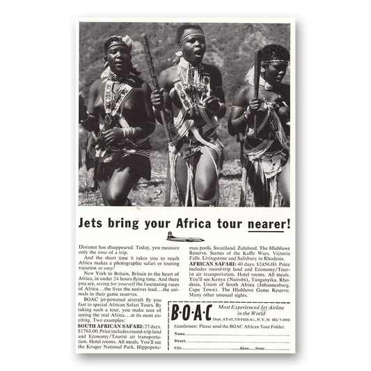 1959 British Airways BOAC Jets bring your Africa Tour Nearer Vintage Magazine Print Ad