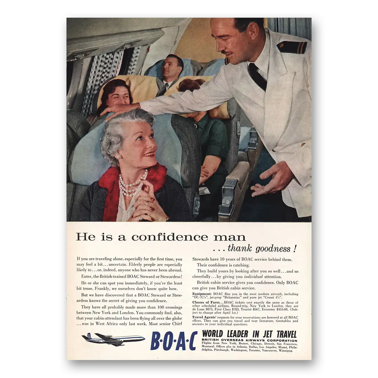 1959 British Airways BOAC He Is a Confidence Man Vintage Magazine Print Ad