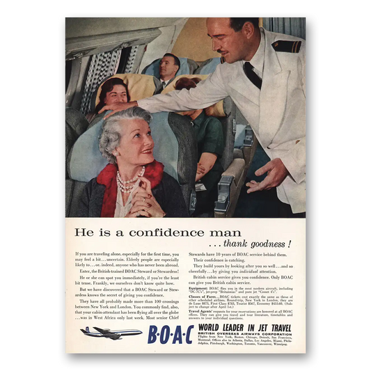 1959 British Airways BOAC He Is a Confidence Man Vintage Magazine Print Ad