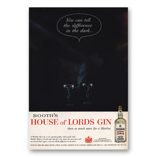 1959 House of Lords Tell the Difference In the Dark Vintage Magazine Print Ad