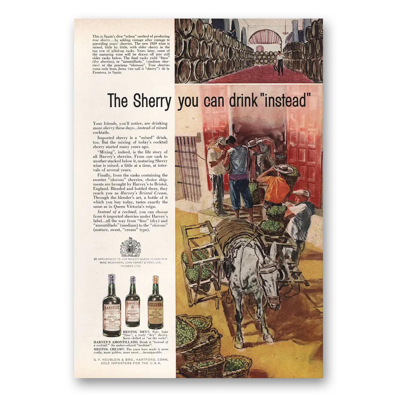 1959 Harveys Bristol Cream Sherry You Can Drink Instead Vintage Magazine Print Ad