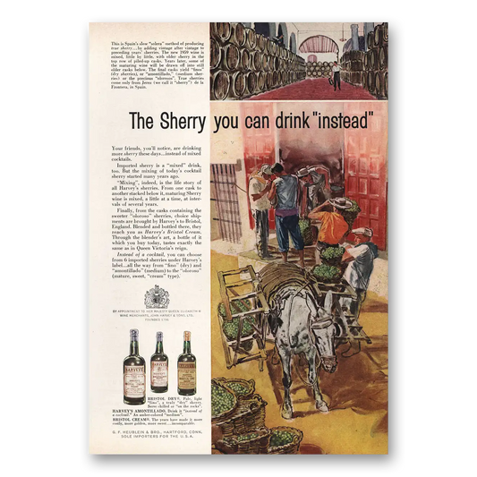 1959 Harveys Bristol Cream Sherry You Can Drink Instead Vintage Magazine Print Ad