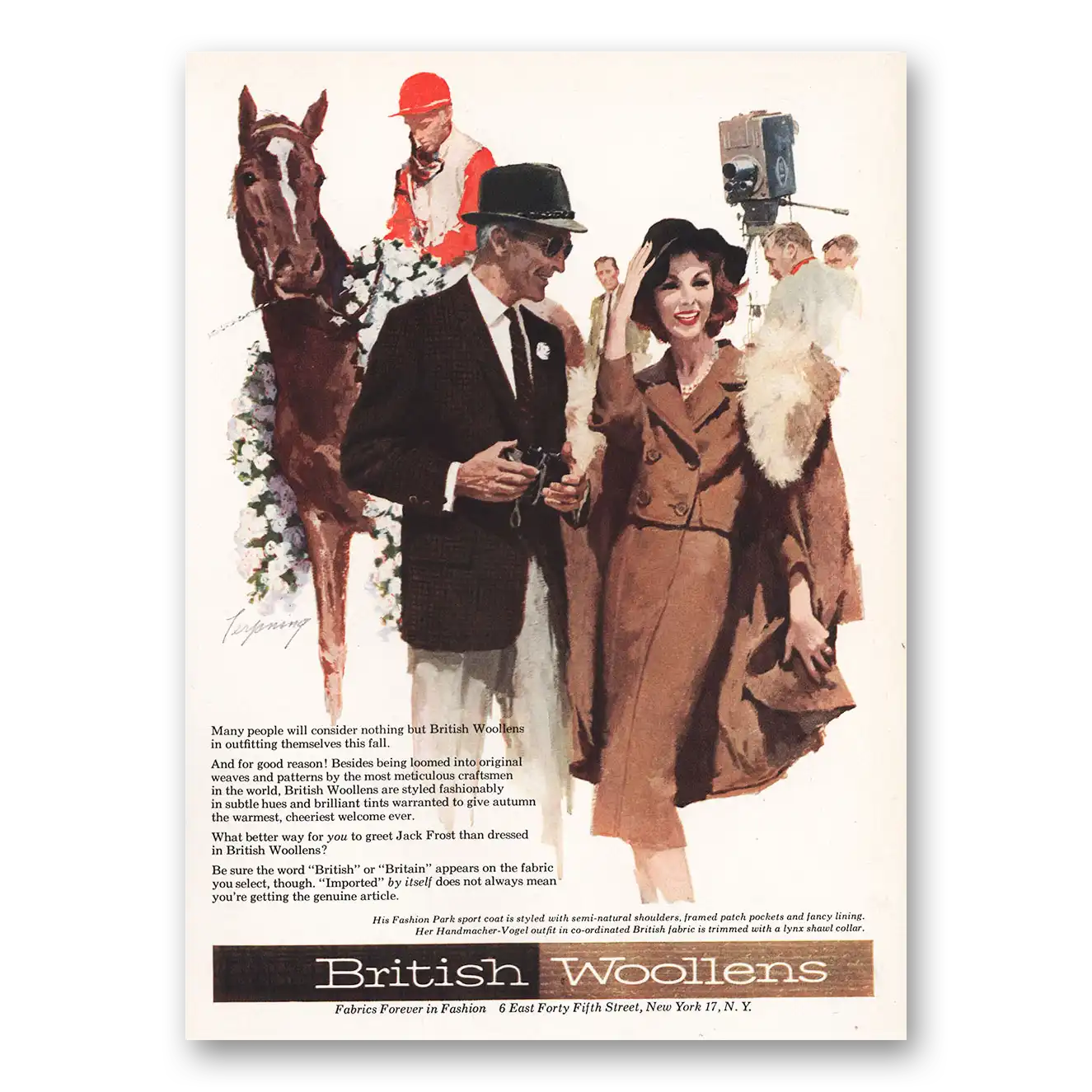 1959 British Woollens Fashion Park and Handmacher Vogel Vintage Magazine Print Ad