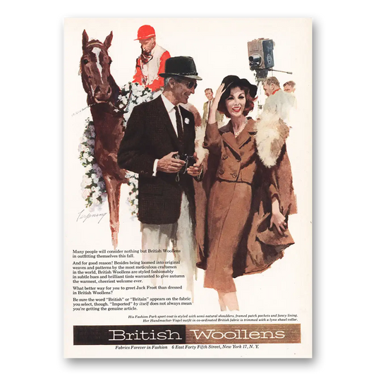 1959 British Woollens Fashion Park and Handmacher Vogel Vintage Magazine Print Ad