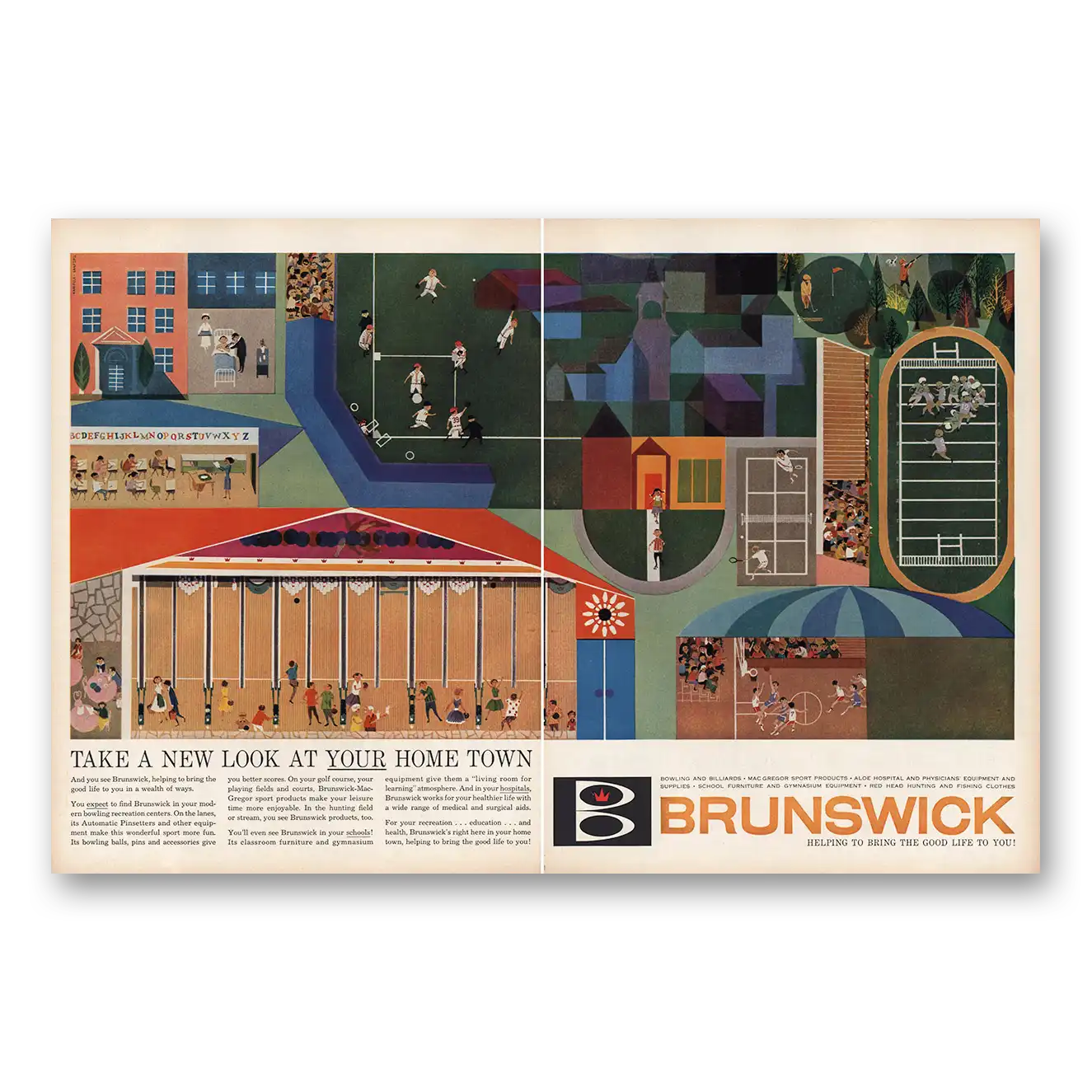 1959 Brunswick Take New Look at Your Home Town Vintage Magazine Print Ad