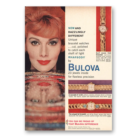 1959 Bulova Watch Dazzlingly Different Vintage Magazine Print Ad