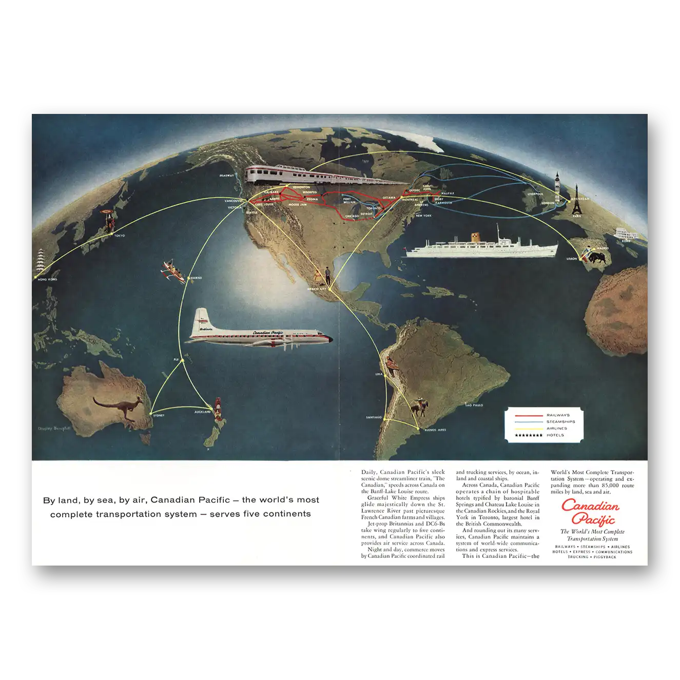 1959 Canadian Pacific By Land By Sea By Air Vintage Magazine Print Ad