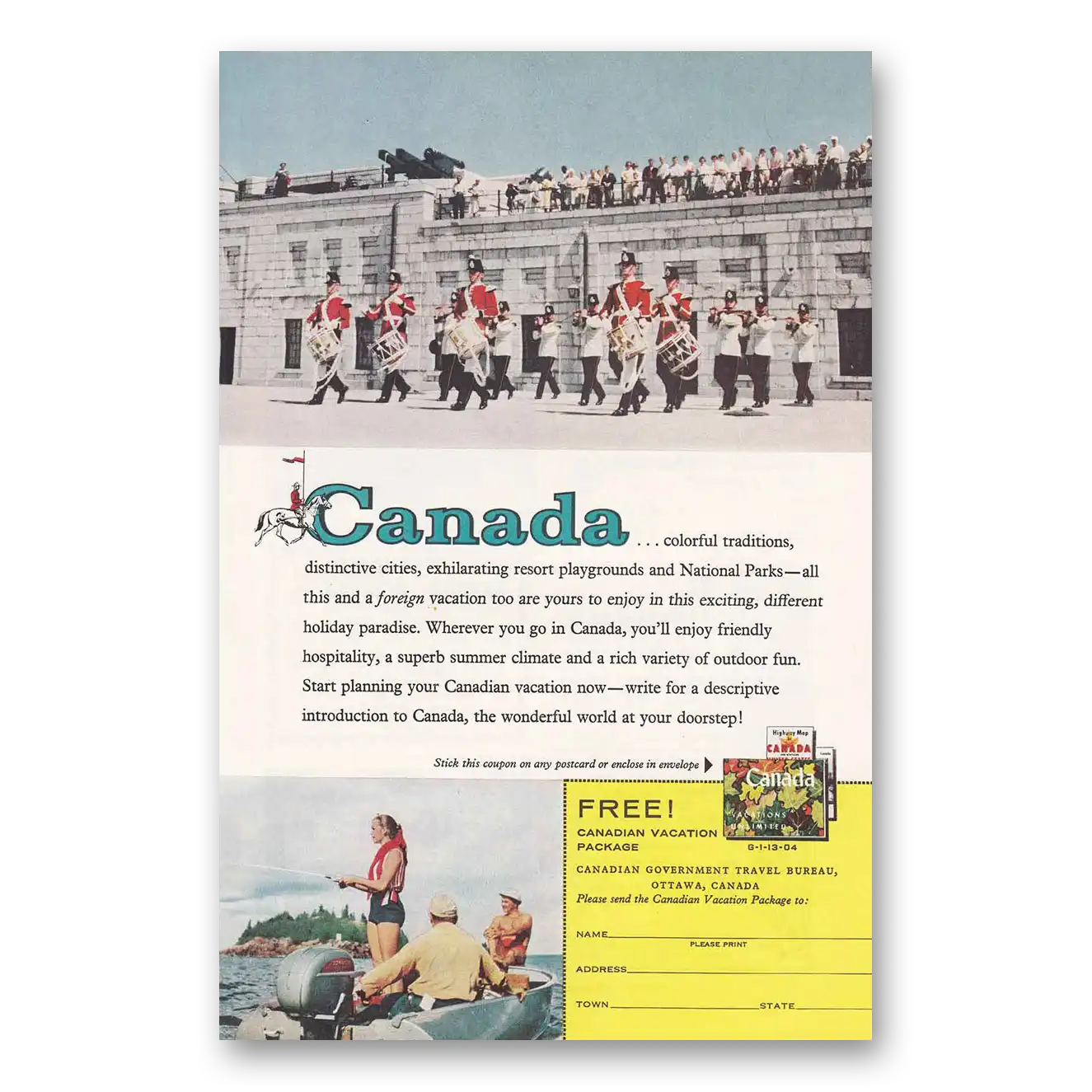 1959 Canada Colorful Traditions Distinctive Cities Vintage Magazine Print Ad