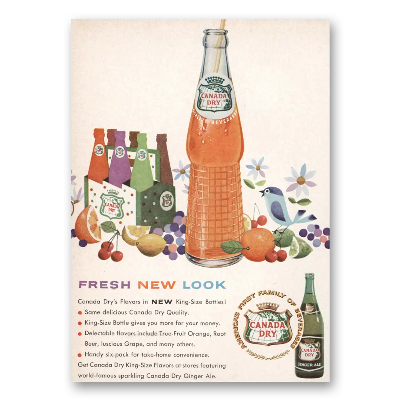 1959 Canada Dry Fresh New Look Vintage Magazine Print Ad