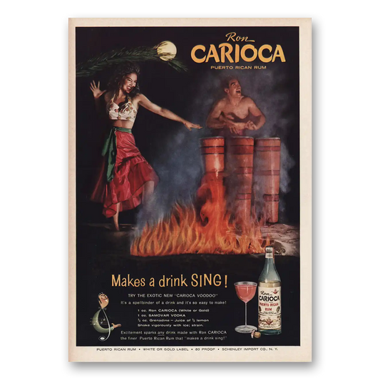 1959 Carioca Rum Makes a Drink Sing Vintage Magazine Print Ad