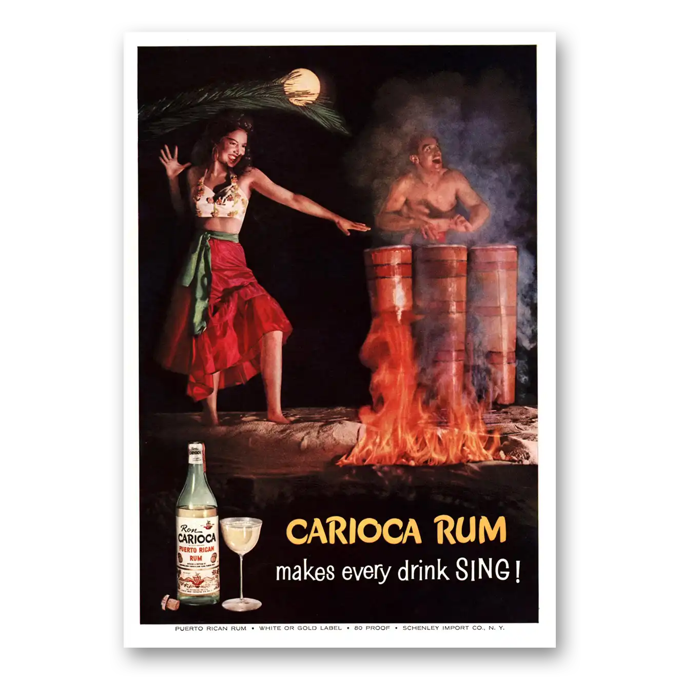 1959 Carioca Rum Makes Every Drink Sing Vintage Magazine Print Ad