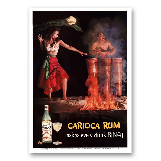 1959 Carioca Rum Makes Every Drink Sing Vintage Magazine Print Ad