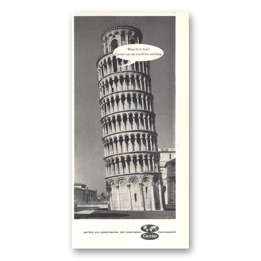 1959 Carrier Air Conditioning Leaning Tower of Pisa Vintage Magazine Print Ad