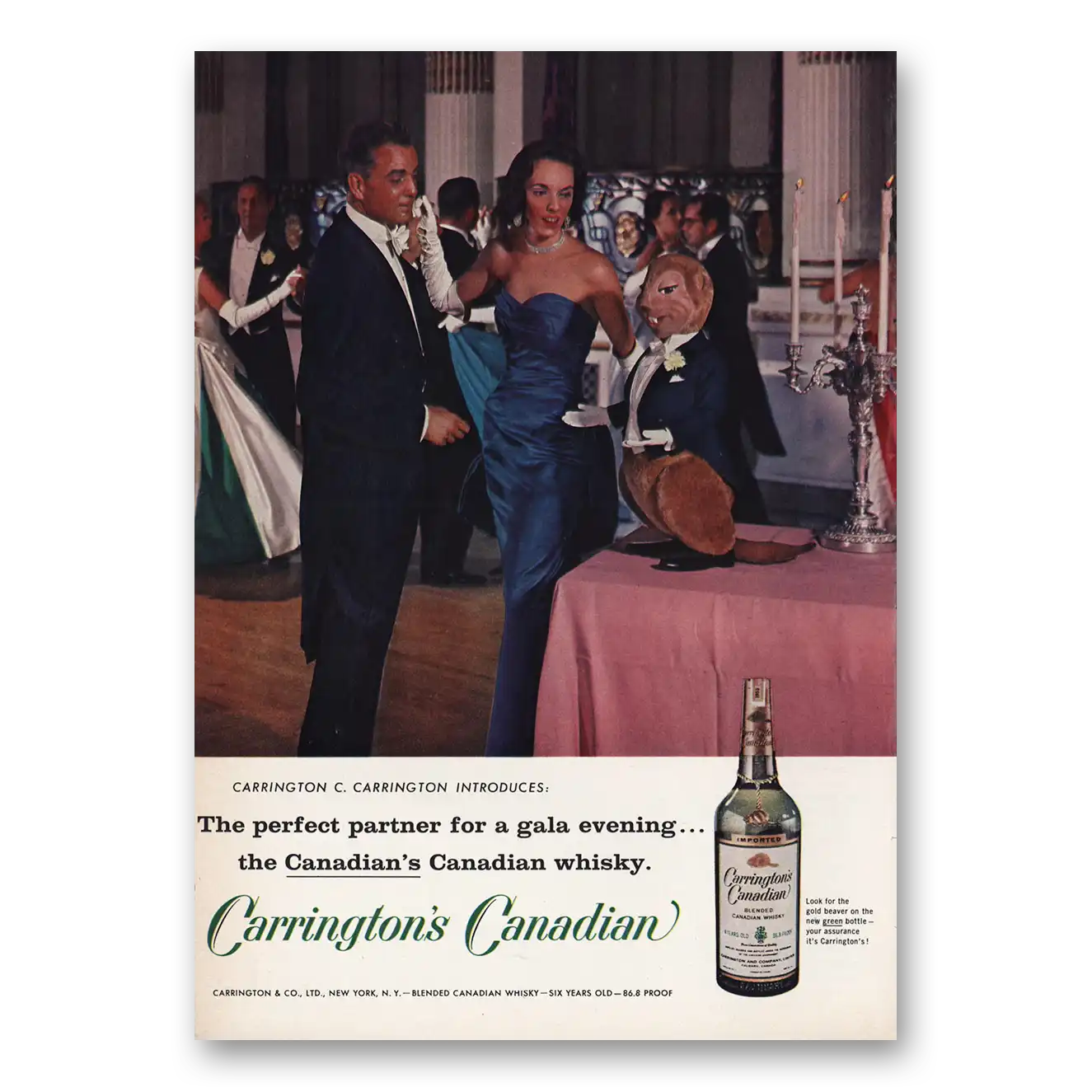 1959 Carringtons Canadian Perfect Partner Gala Evening Vintage Magazine Print Ad