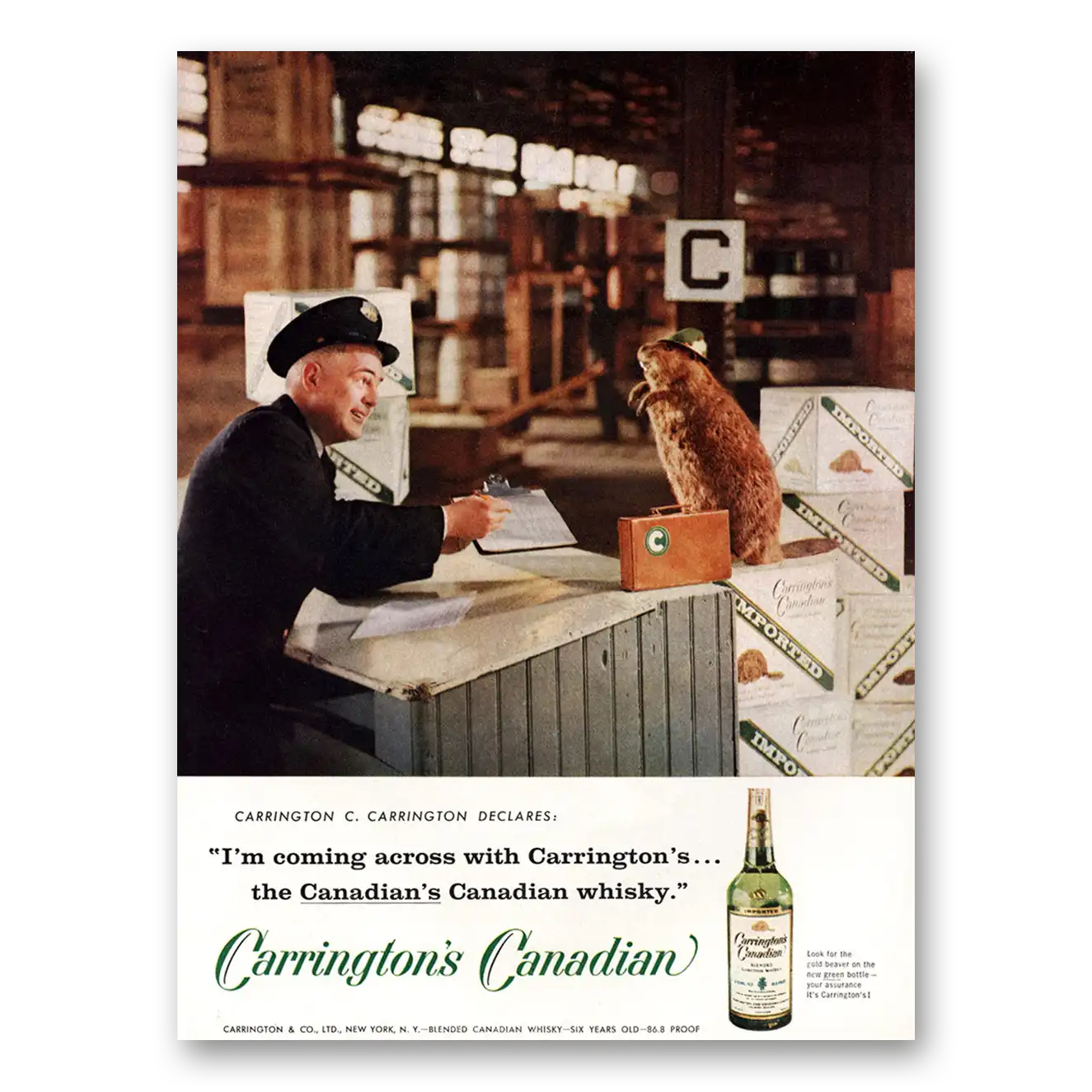 1959 Carringtons Canadian Coming Across Vintage Magazine Print Ad