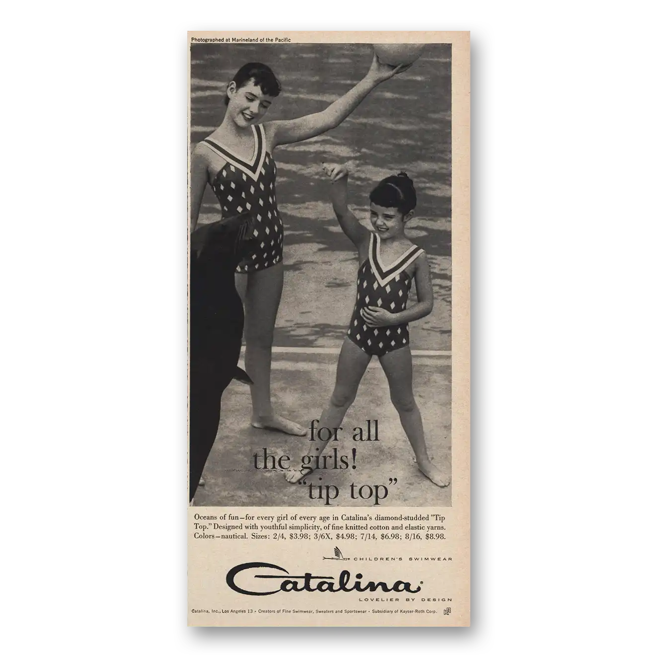 1959 Catalina Swimwear For All the Girls Tip Top Vintage Magazine Print Ad