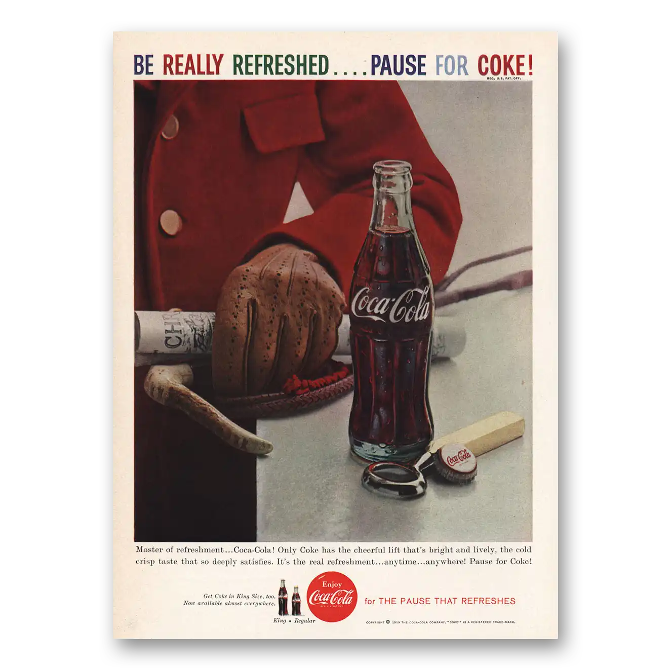 1959 Coca Cola Master of Refreshment Vintage Magazine Print Ad