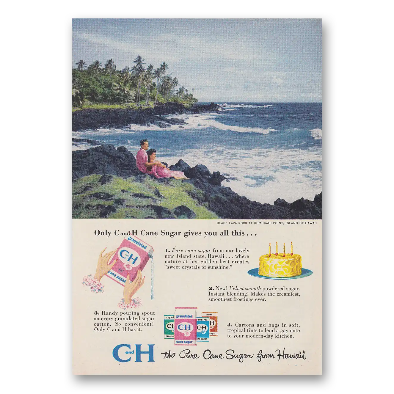 1959 CH Sugar Kumukahi Point Hawaii Vintage Magazine Print Ad