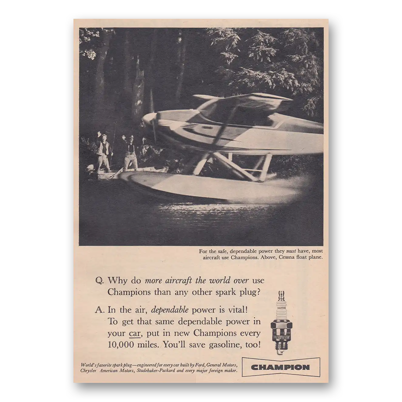 1959 Champion Spark Plugs Sea Plane More Aircraft the World Over Vintage Magazine Print Ad