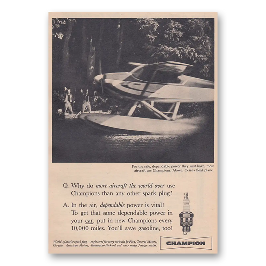 1959 Champion Spark Plugs Sea Plane More Aircraft the World Over Vintage Magazine Print Ad