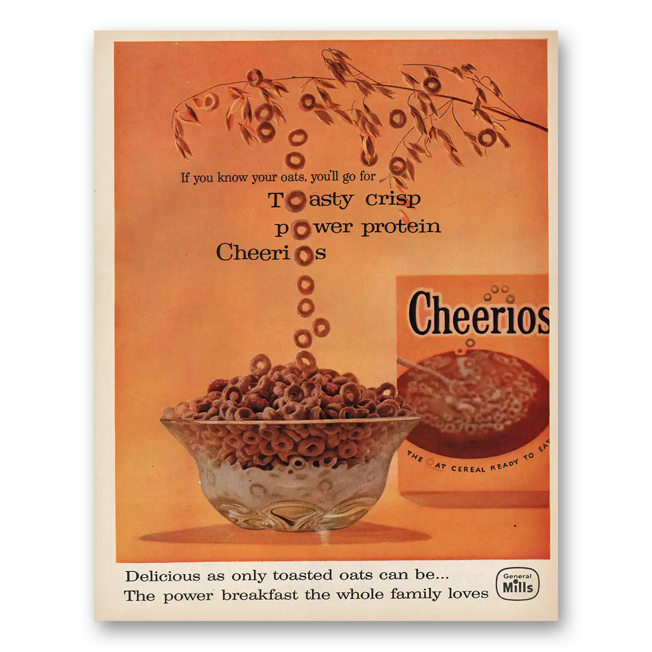 1959 Cheerios Cereal Toasty Crisp Vintage Magazine Print Ad