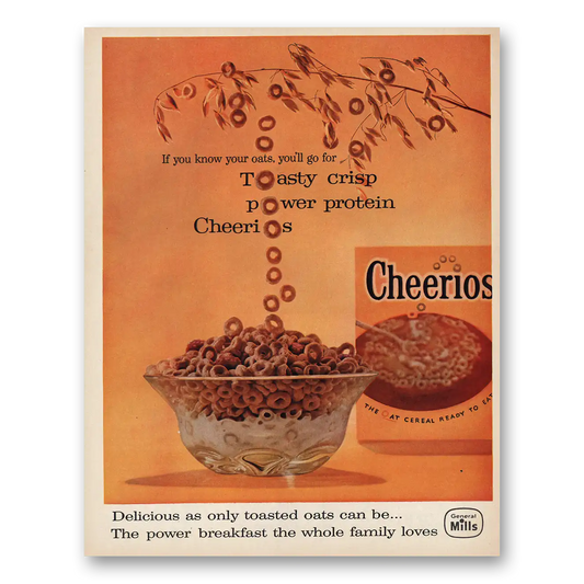 1959 Cheerios Cereal Toasty Crisp Vintage Magazine Print Ad