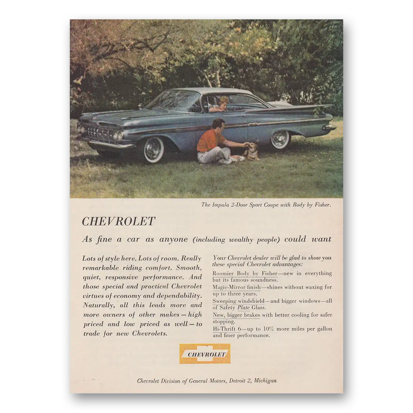 1959 Chevrolet Impala As Fine A Car As Anyone Vintage Magazine Print Ad