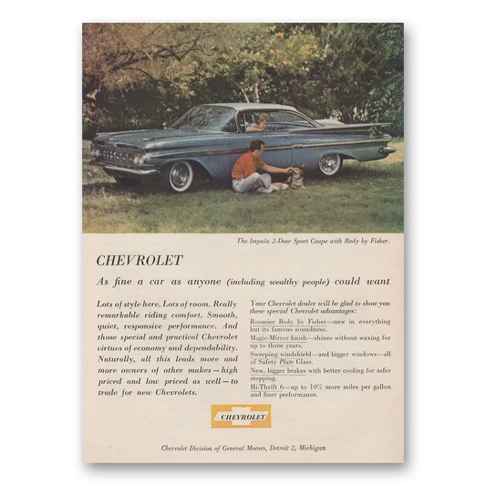 1959 Chevrolet Impala As Fine A Car As Anyone Vintage Magazine Print Ad