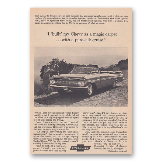 1959 Chevrolet Magic Carpet with a Pure Silk Cruise Vintage Magazine Print Ad