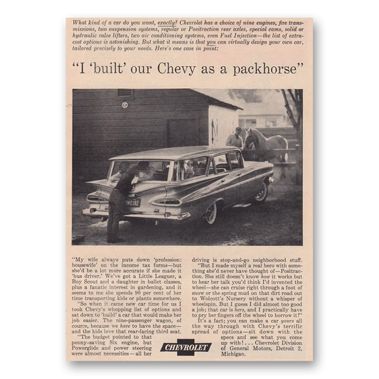 1959 Chevrolet Wagons Wagon I Built Our Chevy As a Packhorse Vintage Magazine Print Ad