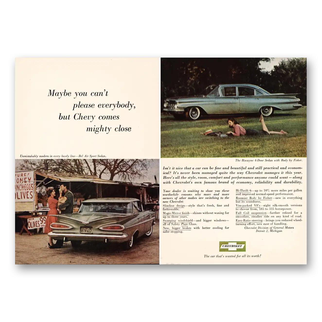 1959 Chevrolet Bel Air You Can't Please Everybody Vintage Magazine Print Ad