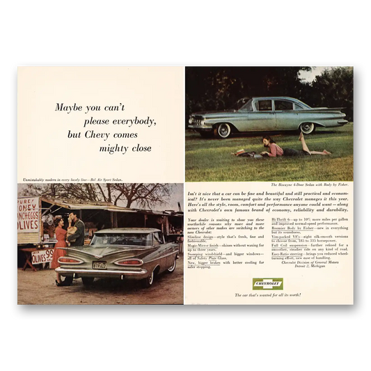 1959 Chevrolet Bel Air You Can't Please Everybody Vintage Magazine Print Ad