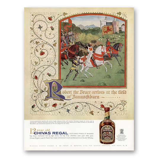 1959 Chivas Regal Robert the Bruce Arrives at the Field Vintage Magazine Print Ad