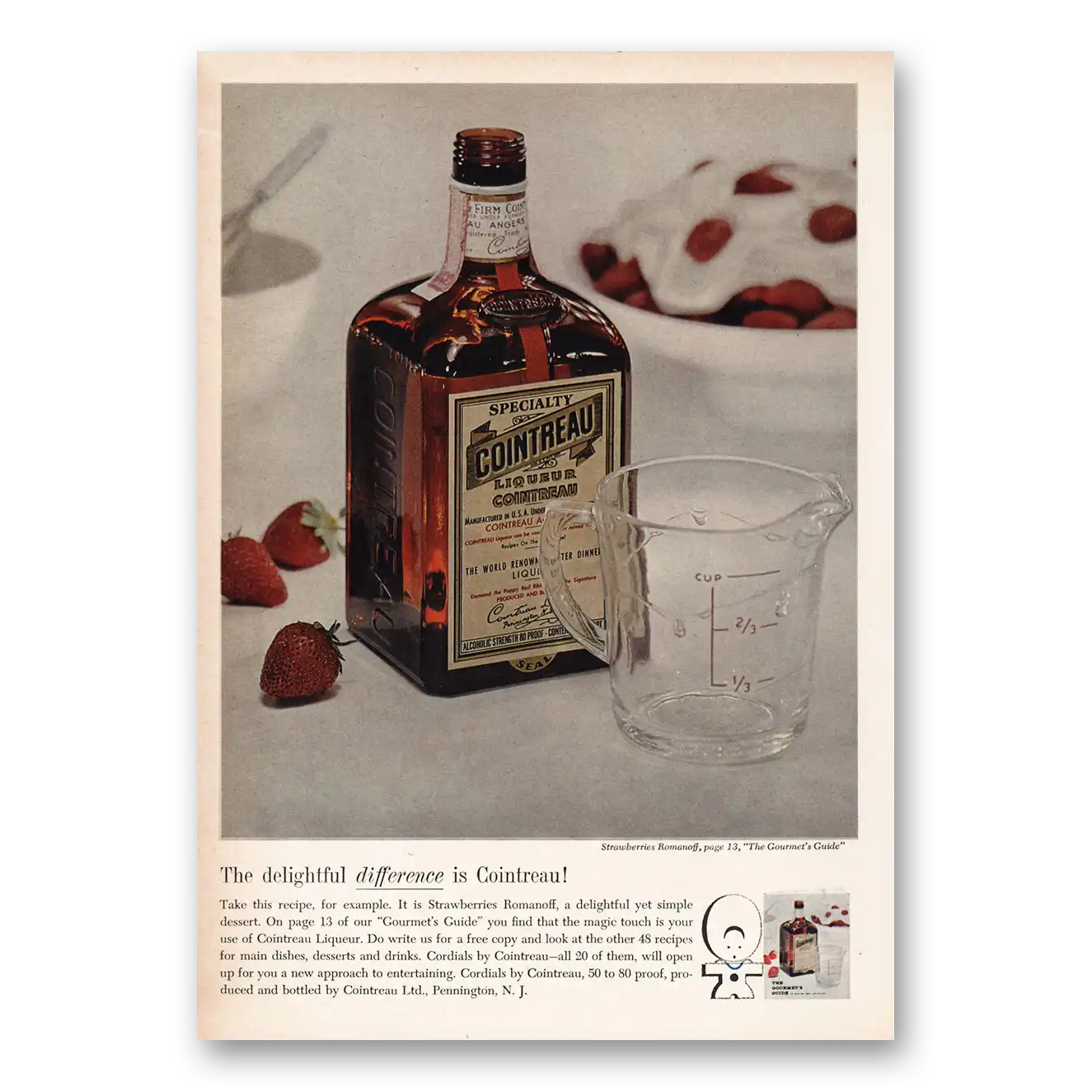 1959 Cointreau Liqueur Delightful Difference Vintage Magazine Print Ad