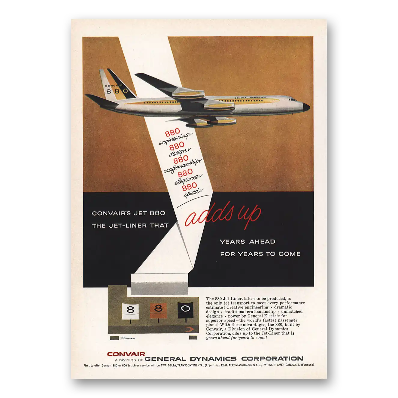 1959 Convair Jet Liner That Adds Up Vintage Magazine Print Ad