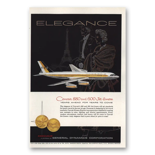 1959 Convair Convair 880 and 600 Jet Liners Vintage Magazine Print Ad