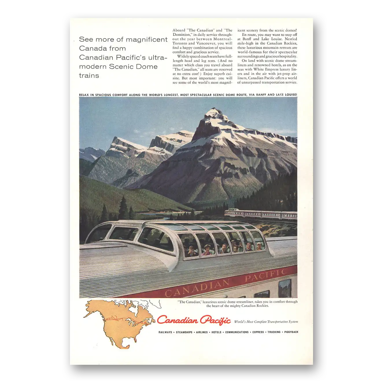 1959 Canadian Pacific Magnificent Canada Vintage Magazine Print Ad