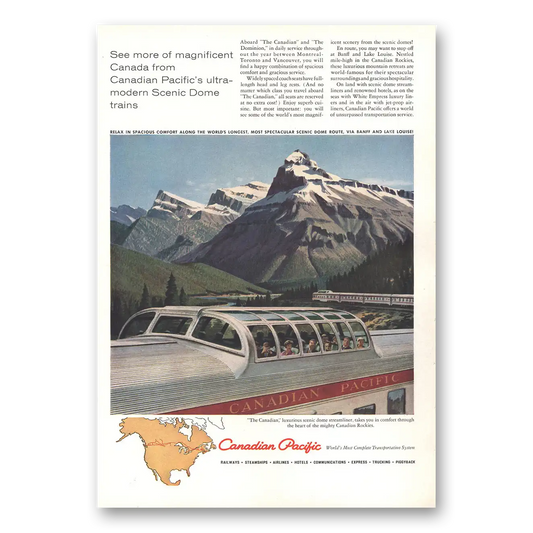 1959 Canadian Pacific Magnificent Canada Vintage Magazine Print Ad