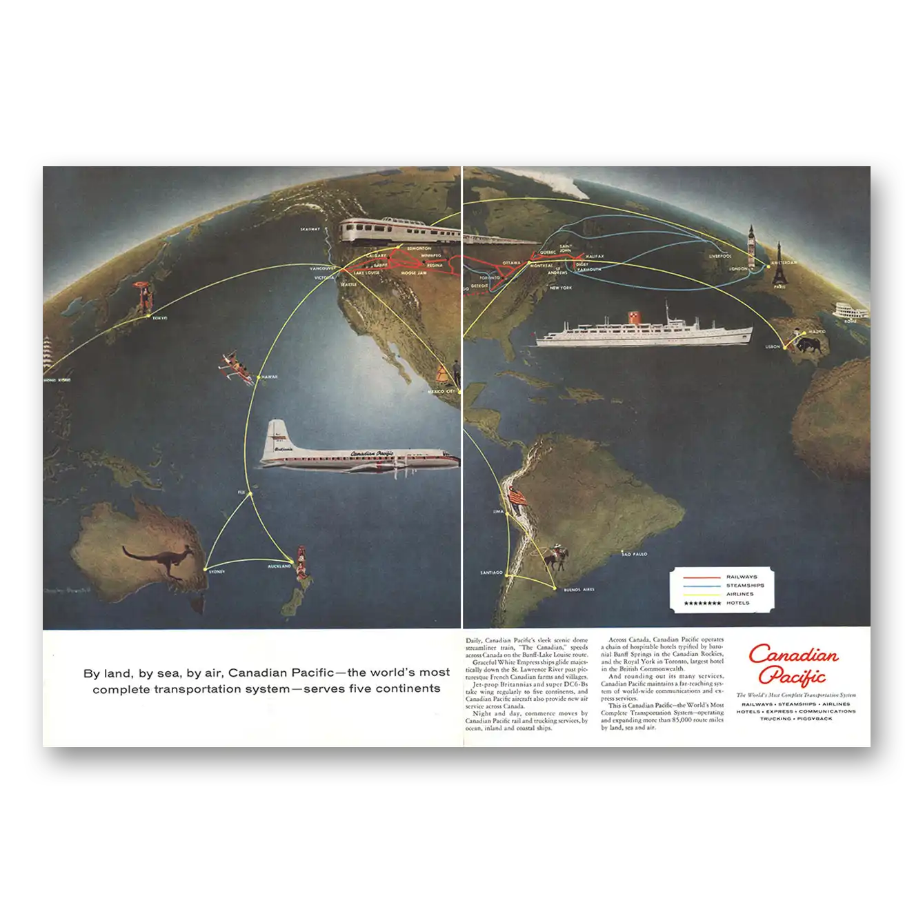 1959 Canadian Pacific By Land By Sea By Air Vintage Magazine Print Ad