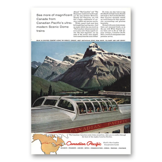 1959 Canadian Pacific Ultra Modern Scenic Dome Vintage Magazine Print Ad