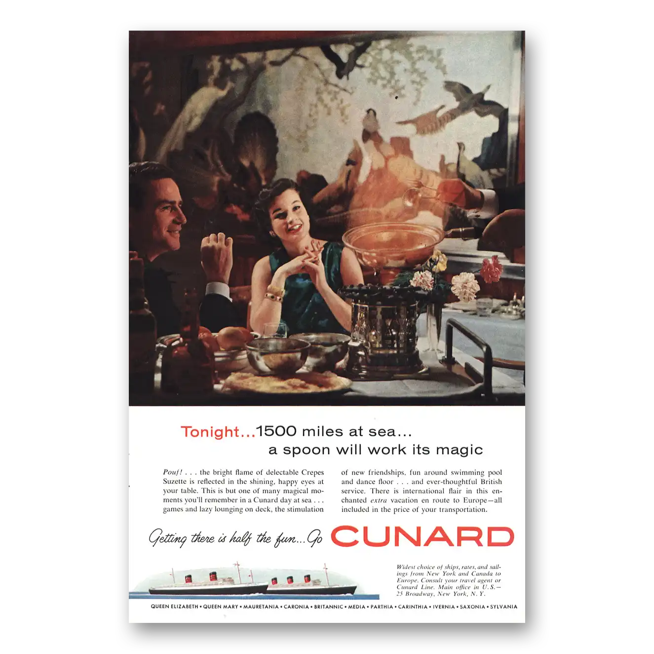 1959 Cunard Spoon Will Work Its Magic Vintage Magazine Print Ad