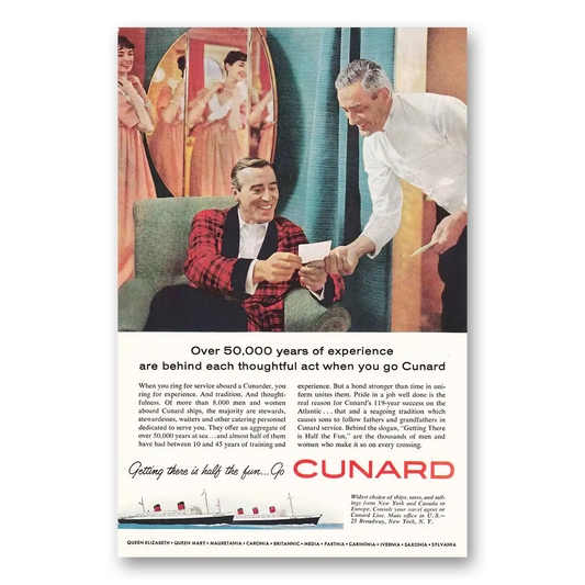 1959 Cunard Years of Experience Vintage Magazine Print Ad