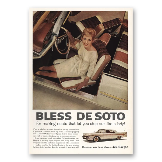 1959 DeSoto Bless DeSoto for Making Seats Let You Step Out Vintage Magazine Print Ad