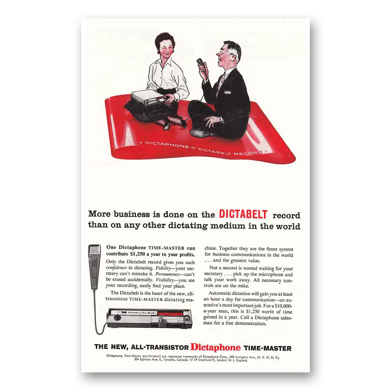 1959 Dictaphone Dictabelt Vintage Magazine Print Ad