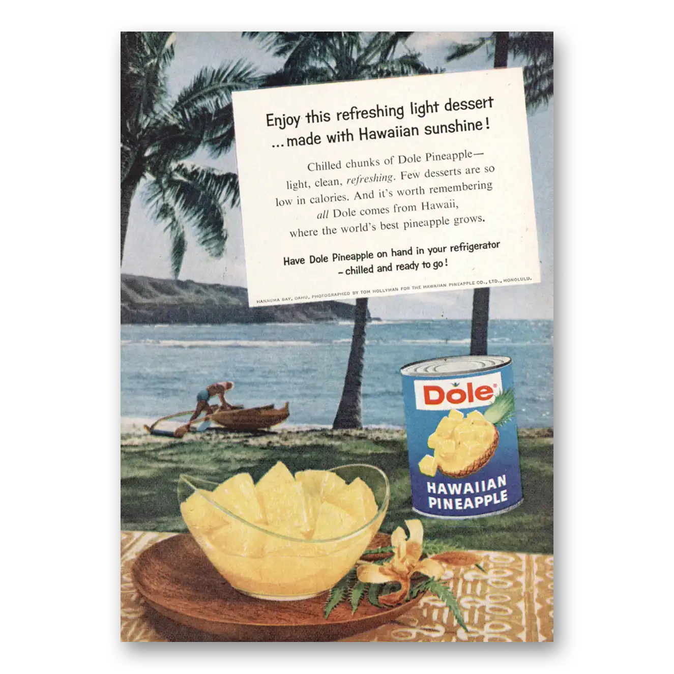 1959 Dole Pineapple Made With Hawaiian Sunshine Vintage Magazine Print Ad