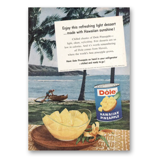 1959 Dole Pineapple Made With Hawaiian Sunshine Vintage Magazine Print Ad