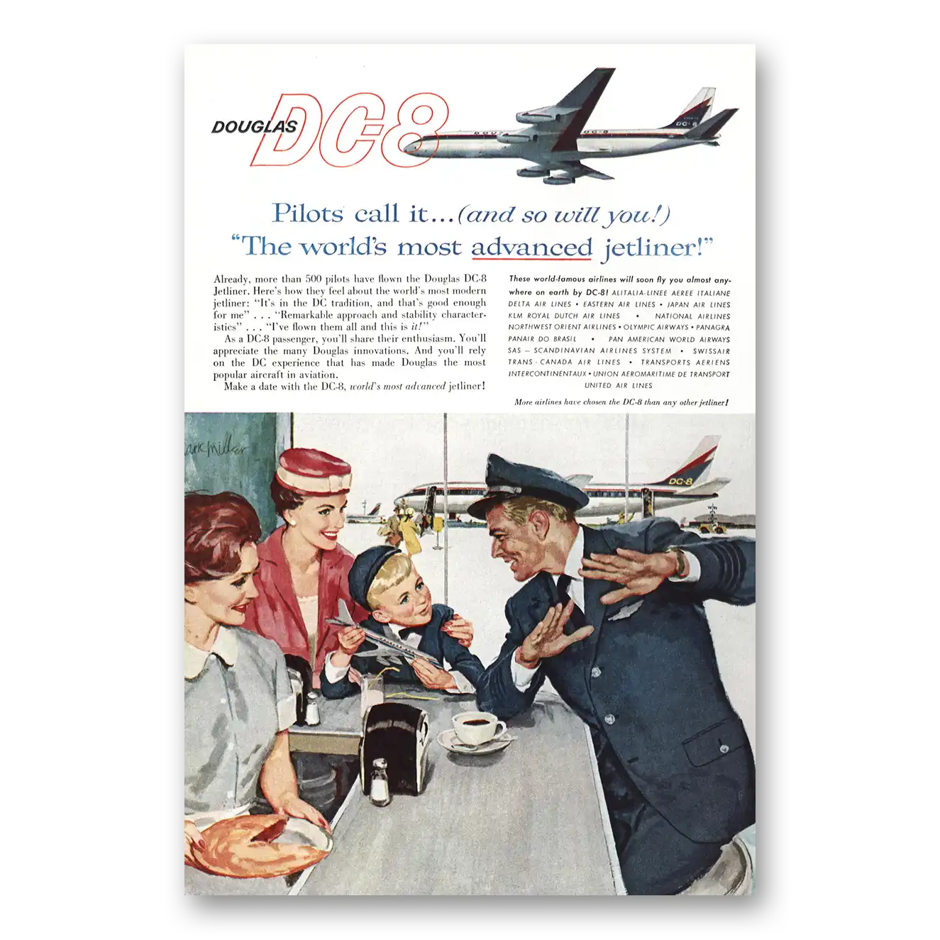 1959 Douglas DC8 Pilots Call It and So Will You Vintage Magazine Print Ad