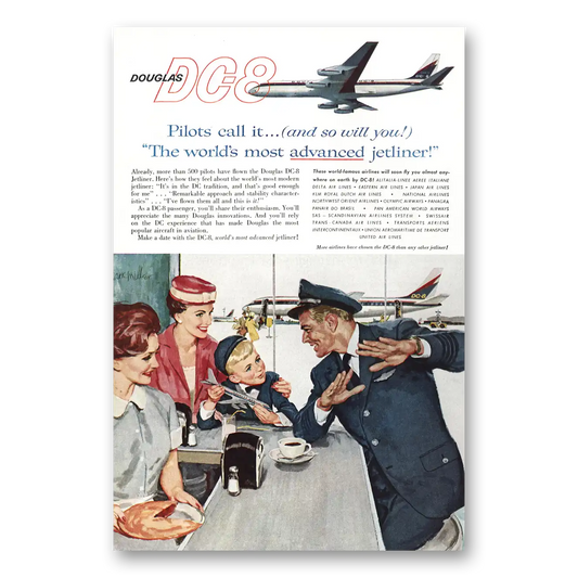 1959 Douglas DC8 Pilots Call It and So Will You Vintage Magazine Print Ad