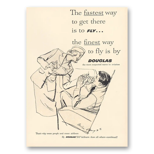 1959 Douglas Finest Way to Fly Vintage Magazine Print Ad